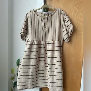 girls Beige stripe dress